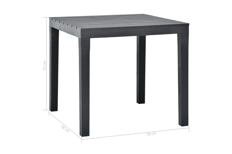 Trädgårdsbord antracit 78x78x72 cm plast - Grå - Utemöbler - Utebord & trädgårdsbord - Matbord utomhus