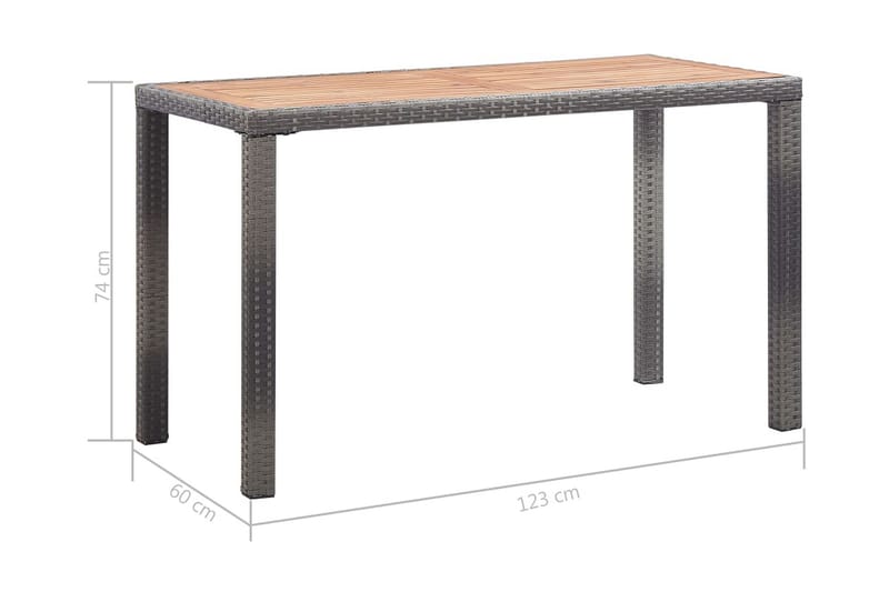 Trädgårdsbord antracit och brun 123x60x74 cm massivt akaciat - Grå - Matbord utomhus
