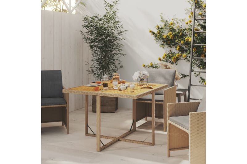 Trädgårdsbord beige 109x107x74 cm konstrotting och akaciaträ - Beige - Utemöbler - Utebord & trädgårdsbord - Matbord utomhus