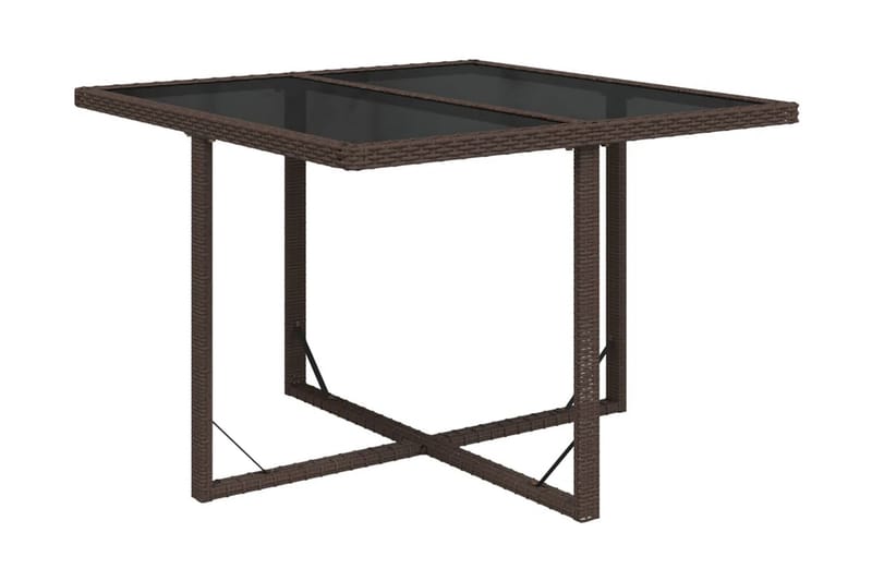 Trädgårdsbord brun 109x107x74 cm konstrotting och glas - Brun - Utemöbler - Utebord & trädgårdsbord - Matbord utomhus