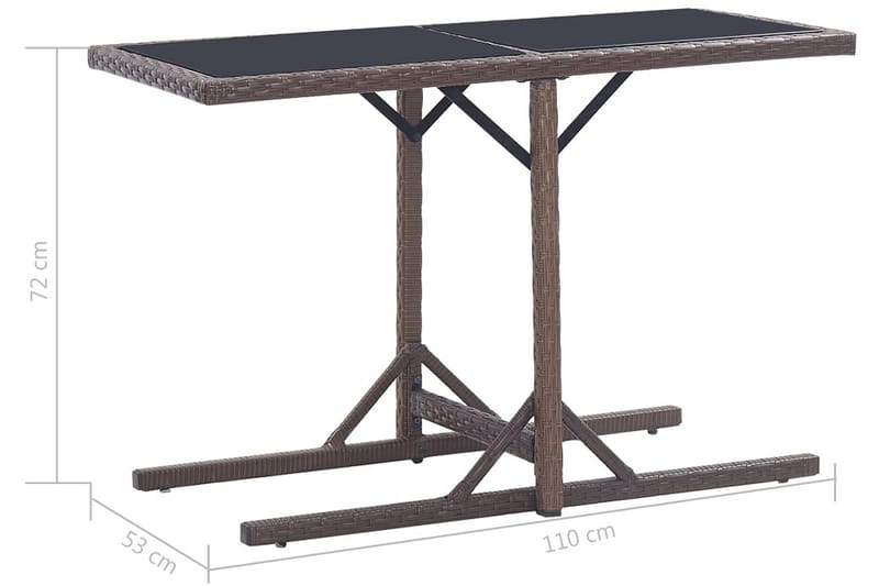 Trädgårdsbord brun 110x53x72 cm glas och konstrotting - Brun - Utemöbler - Utebord & trädgårdsbord - Matbord utomhus