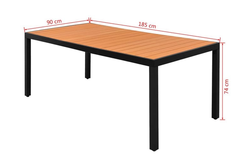 Trädgårdsbord brun 185x90x74 cm aluminium och WPC - Brun - Utemöbler - Utebord & trädgårdsbord - Matbord utomhus