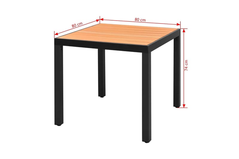 Trädgårdsbord brun 80x80x74 cm aluminium och WPC - Brun - Utemöbler - Utebord & trädgårdsbord - Matbord utomhus