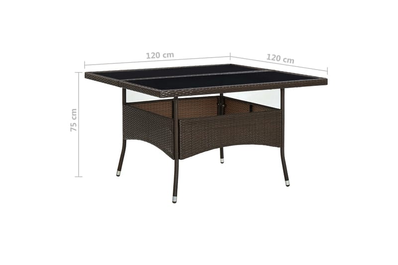 Trädgårdsbord brun konstrotting och glas - Brun - Utemöbler - Utebord & trädgårdsbord - Matbord utomhus