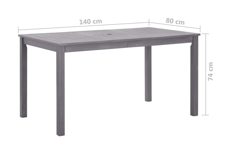 Trädgårdsbord grå 140x80x74 cm massivt akaciaträ - Grå - Utemöbler - Utebord & trädgårdsbord - Matbord utomhus