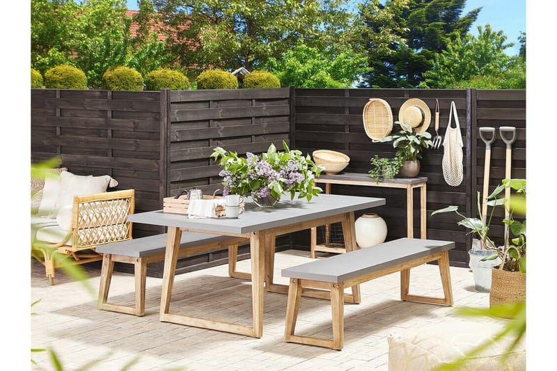 Trädgårdsbord grå 180 x 90 cm ORIA - Grå - Matbord utomhus