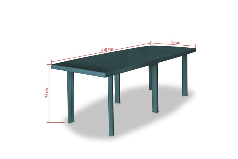 Trädgårdsbord grön 210x96x72 cm plast - Grön - Matbord utomhus