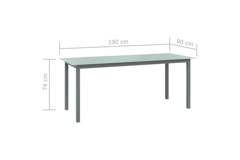 Trädgårdsbord ljusgrå 190x90x74 cm aluminium och glas - Grå - Utemöbler - Utebord & trädgårdsbord - Matbord utomhus