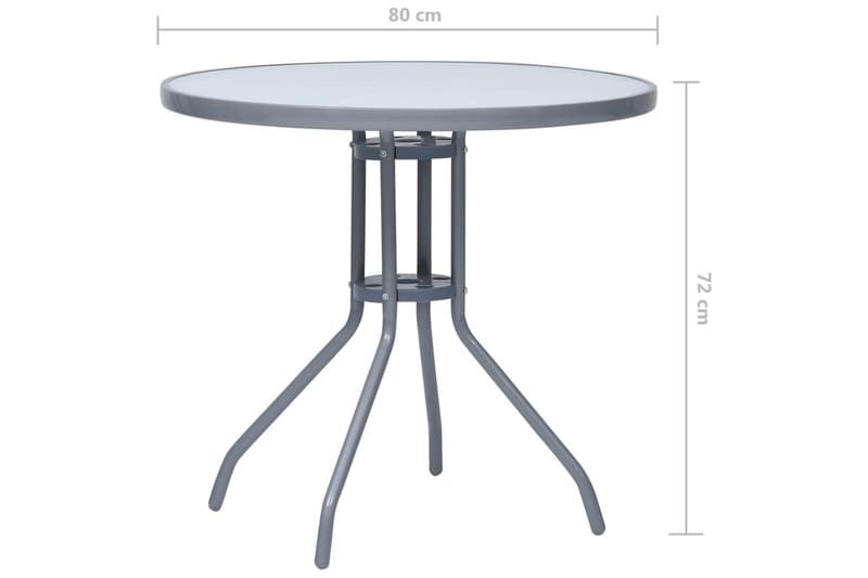 Trädgårdsbord ljusgrå 80 cm stål och glas - Grå - Utemöbler - Utebord & trädgårdsbord - Matbord utomhus