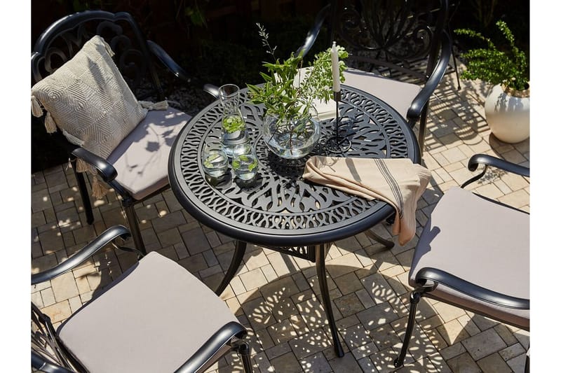 Trädgårdsbord rund 90 cm svart ANCONA - Svart - Matbord utomhus