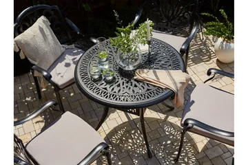 Trädgårdsbord rund 90 cm svart ANCONA - Svart - Utemöbler - Utebord & trädgårdsbord - Matbord utomhus