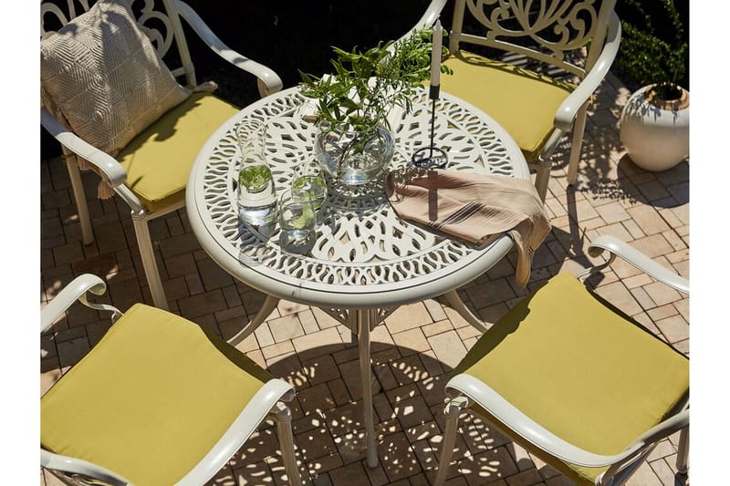 Trädgårdsbord rund 90 cm vit ANCONA - Vit - Matbord utomhus
