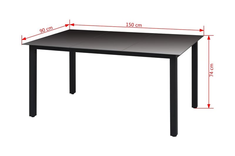 Trädgårdsbord svart 150x90x74 cm aluminium och glas - Svart - Utemöbler - Utebord & trädgårdsbord - Matbord utomhus