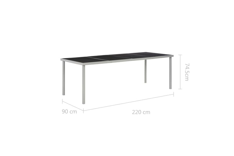 Trädgårdsbord svart 220x90x74,5 cm stål - Svart - Matbord utomhus