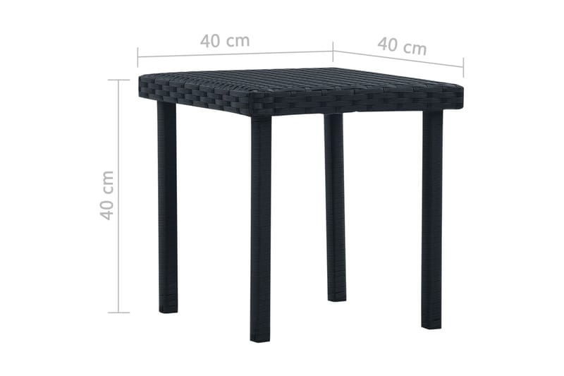 Trädgårdsbord svart 40x40x40 cm konstrotting - Svart - Matbord utomhus