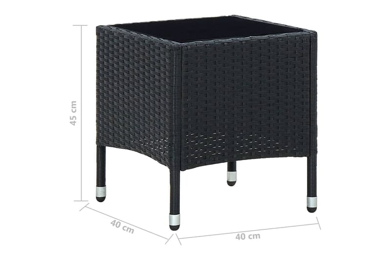 Trädgårdsbord svart 40x40x45 cm konstrotting - Svart - Utemöbler - Utebord & trädgårdsbord - Matbord utomhus