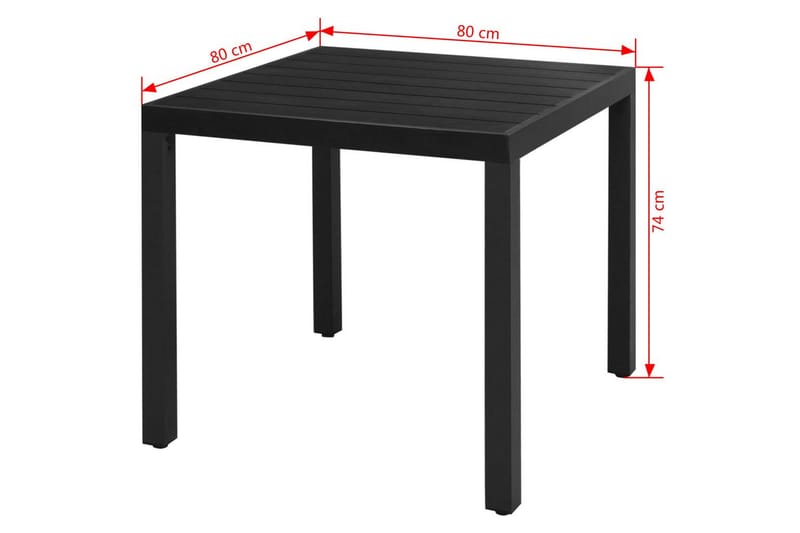 Trädgårdsbord svart 80x80x74 cm aluminium och WPC - Svart - Utemöbler - Utebord & trädgårdsbord - Cafebord