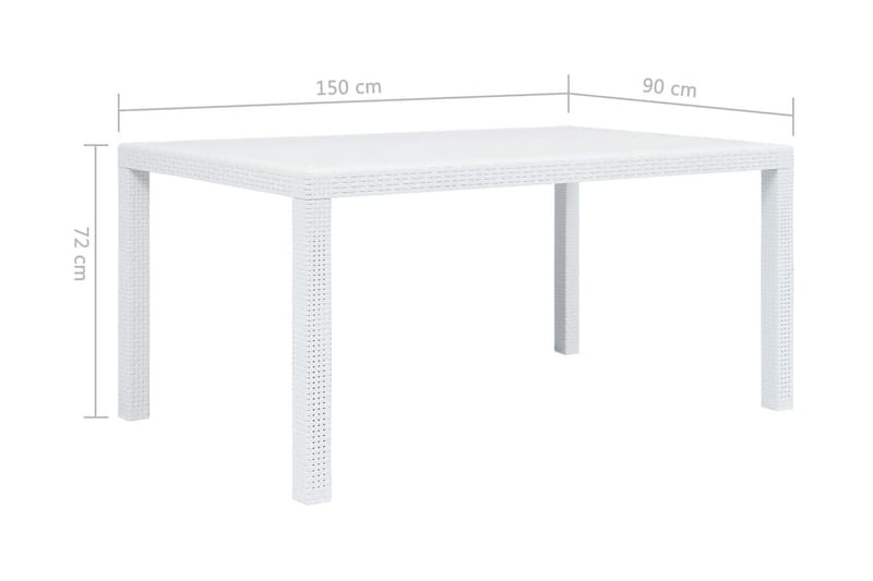 Trädgårdsbord vit 150x90x72 cm konstrotting - Vit - Utemöbler - Utebord & trädgårdsbord - Matbord utomhus