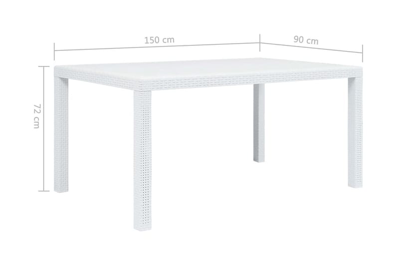 Trädgårdsbord vit 150x90x72 cm konstrotting - Vit - Matbord utomhus