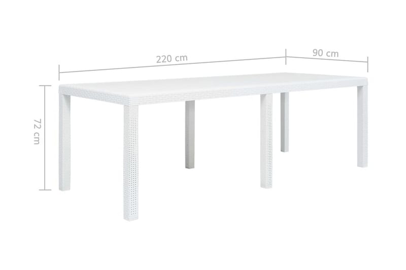 Trädgårdsbord vit 220x90x72 cm konstrotting - Vit - Utemöbler - Utebord & trädgårdsbord - Matbord utomhus