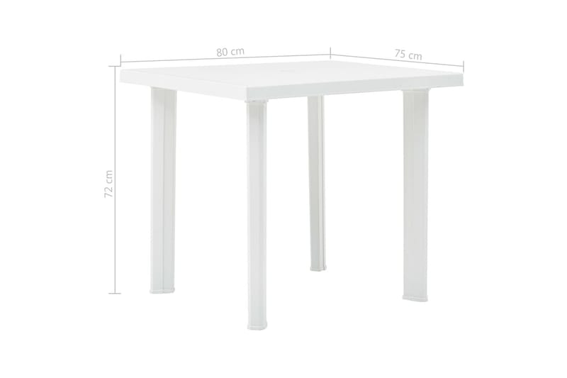 Trädgårdsbord vit 80x75x72 cm plast - Vit - Utemöbler - Utebord & trädgårdsbord - Matbord utomhus
