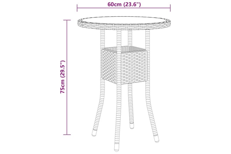 Utebord Ã˜60x75 cm Härdat glas och konstrotting brun - Brun - Utemöbler - Utebord & trädgårdsbord - Matbord utomhus