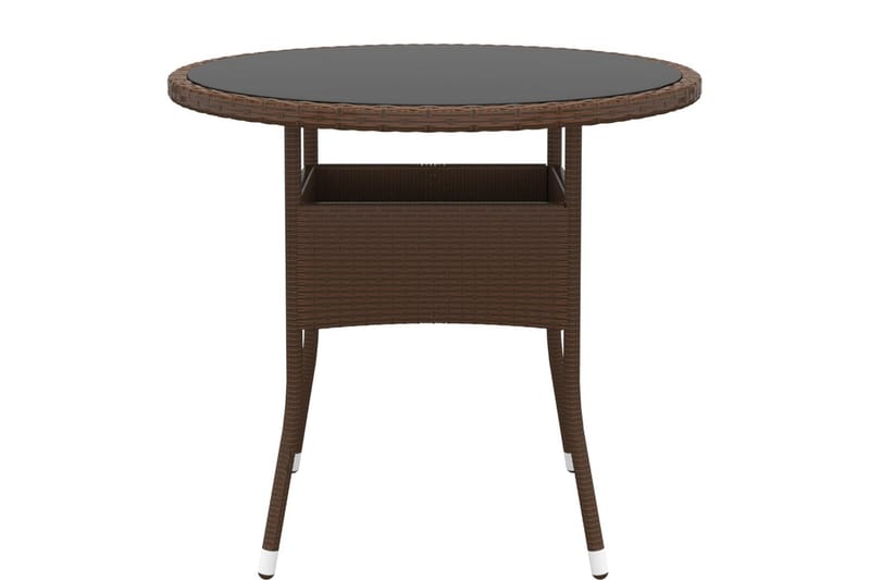 Utebord Ã˜80x75 cm Härdat glas och konstrotting brun - Brun - Utemöbler - Utebord & trädgårdsbord - Matbord utomhus