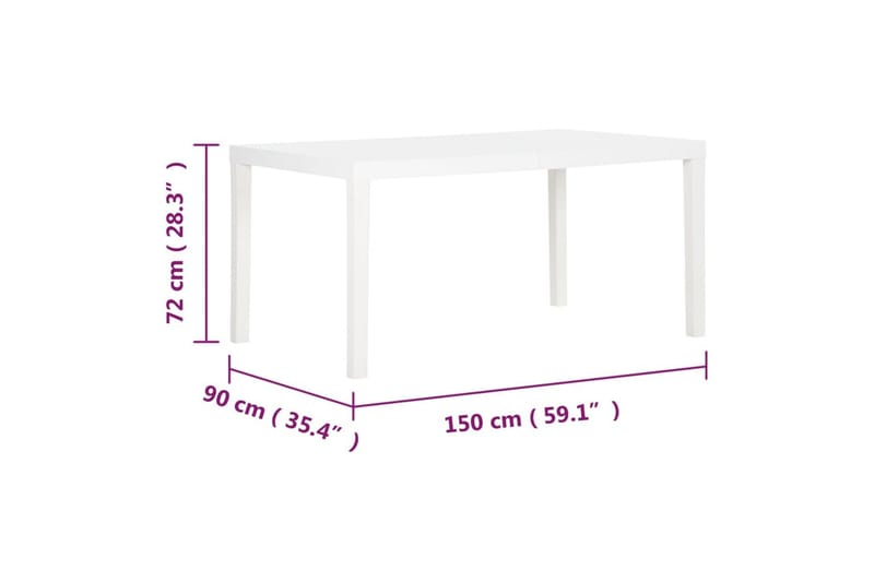 Utebord 150x90x72 cm PP vit - Vit - Matbord utomhus