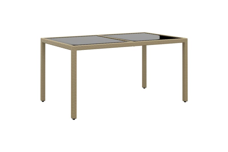 Utebord 150x90x75 cm Härdat glas och konstrotting beige - Beige - Utemöbler - Utebord & trädgårdsbord - Matbord utomhus
