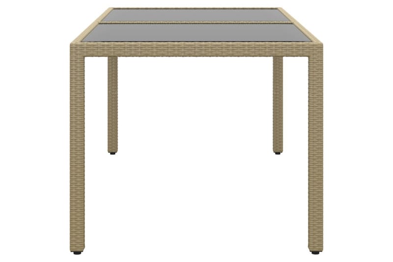 Utebord 150x90x75 cm Härdat glas och konstrotting beige - Beige - Utemöbler - Utebord & trädgårdsbord - Matbord utomhus