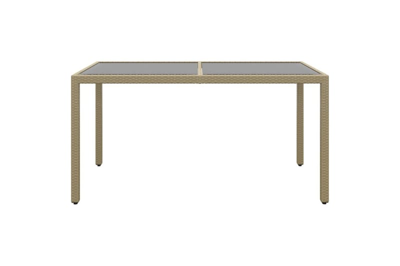 Utebord 150x90x75 cm Härdat glas och konstrotting beige - Beige - Utemöbler - Utebord & trädgårdsbord - Matbord utomhus