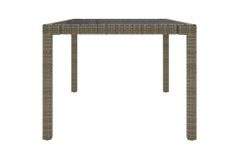 Utebord 150x90x75 cm härdat glas och konstrotting grå - Grå - Utemöbler - Utebord & trädgårdsbord - Matbord utomhus