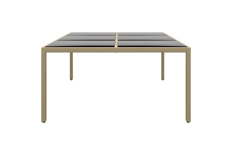 Utebord 200x150x75 cm härdat glas och konstrotting beige - Beige - Utemöbler - Utebord & trädgårdsbord - Matbord utomhus