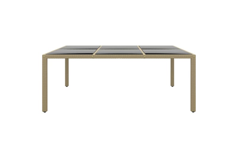 Utebord 200x150x75 cm härdat glas och konstrotting beige - Beige - Utemöbler - Utebord & trädgårdsbord - Matbord utomhus
