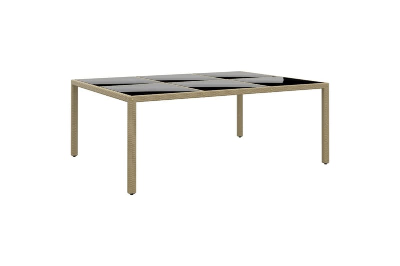 Utebord 200x150x75 cm härdat glas och konstrotting beige - Beige - Utemöbler - Utebord & trädgårdsbord - Matbord utomhus