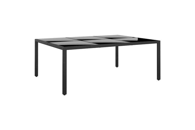 Utebord 200x150x75 cm härdat glas och konstrotting svart - Svart - Utemöbler - Utebord & trädgårdsbord - Matbord utomhus