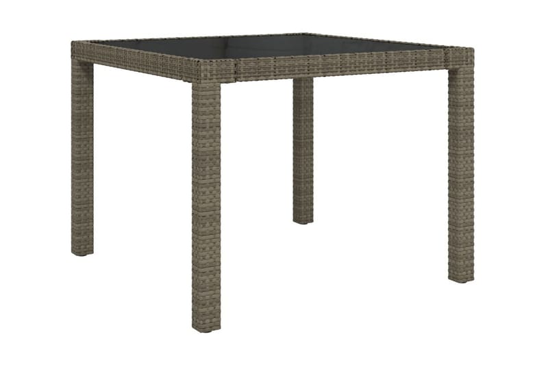 Utebord 90x90x75 cm Härdat glas och konstrotting grå - Grå - Utemöbler - Utebord & trädgårdsbord - Matbord utomhus