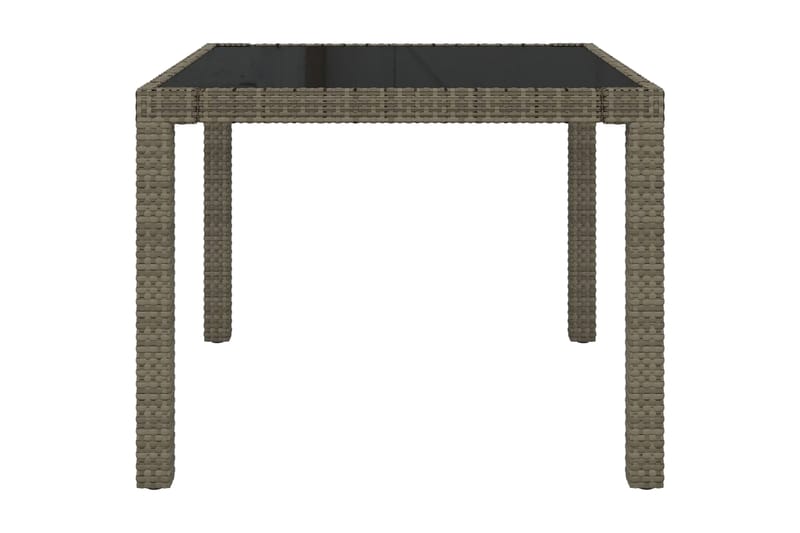 Utebord 90x90x75 cm Härdat glas och konstrotting grå - Grå - Utemöbler - Utebord & trädgårdsbord - Matbord utomhus