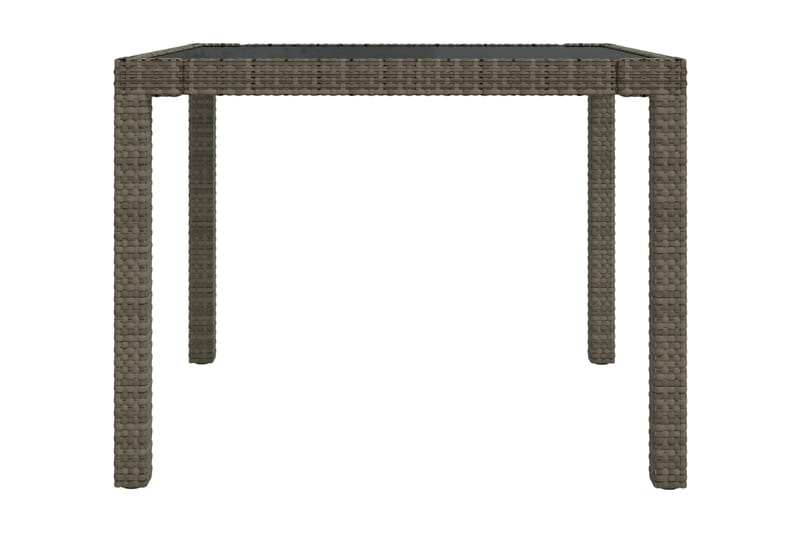 Utebord 90x90x75 cm Härdat glas och konstrotting grå - Grå - Utemöbler - Utebord & trädgårdsbord - Matbord utomhus
