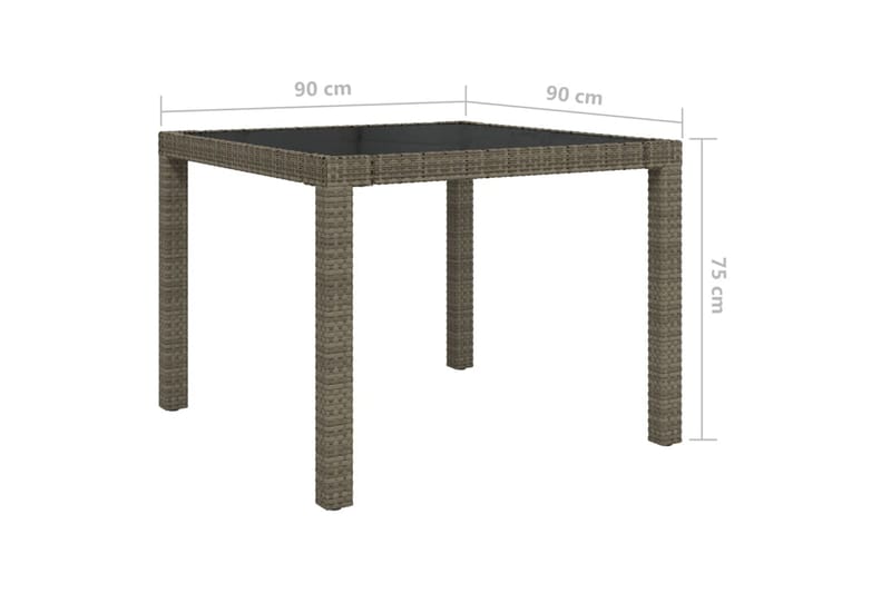 Utebord 90x90x75 cm Härdat glas och konstrotting grå - Grå - Utemöbler - Utebord & trädgårdsbord - Matbord utomhus