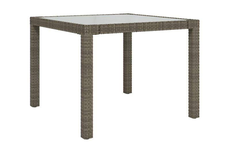 Utebord 90x90x75 cm Härdat glas och konstrotting grå - Grå - Utemöbler - Utebord & trädgårdsbord - Matbord utomhus