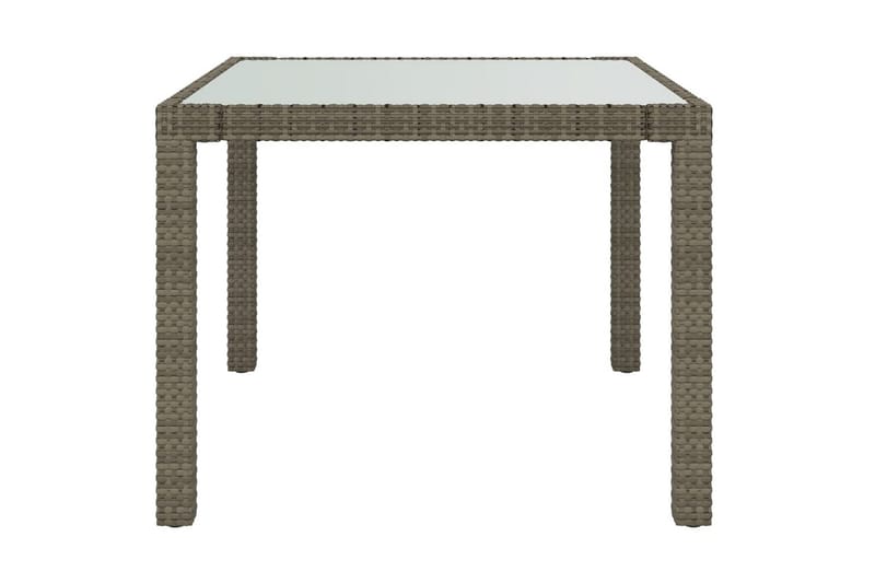 Utebord 90x90x75 cm Härdat glas och konstrotting grå - Grå - Utemöbler - Utebord & trädgårdsbord - Matbord utomhus
