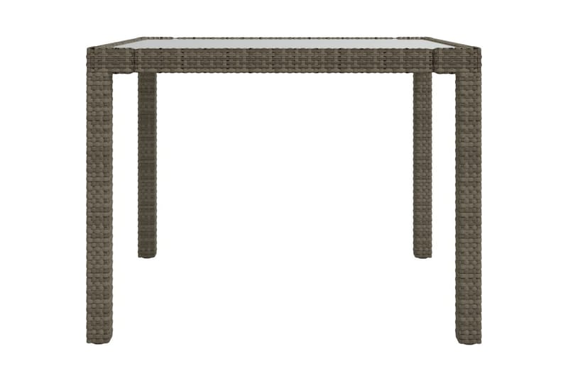 Utebord 90x90x75 cm Härdat glas och konstrotting grå - Grå - Utemöbler - Utebord & trädgårdsbord - Matbord utomhus