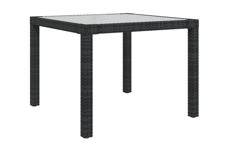 Utebord 90x90x75 cm Härdat glas och konstrotting svart - Svart - Utemöbler - Utebord & trädgårdsbord - Matbord utomhus