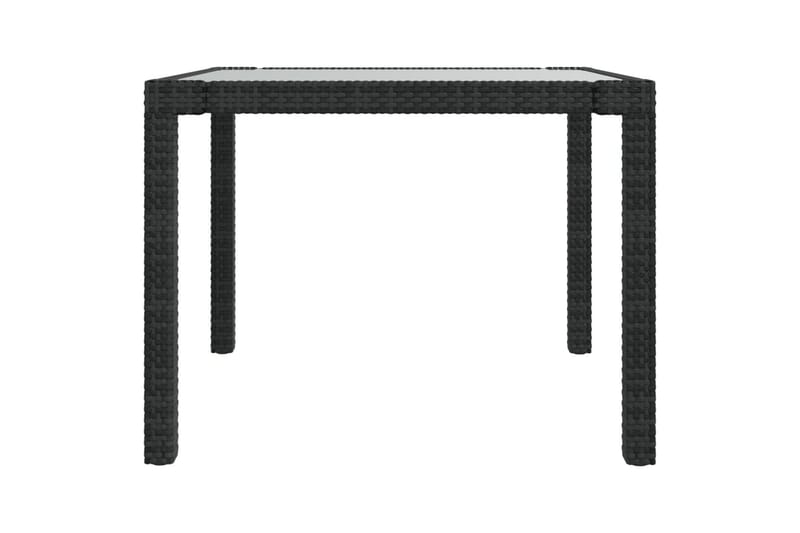Utebord 90x90x75 cm Härdat glas och konstrotting svart - Svart - Utemöbler - Utebord & trädgårdsbord - Matbord utomhus