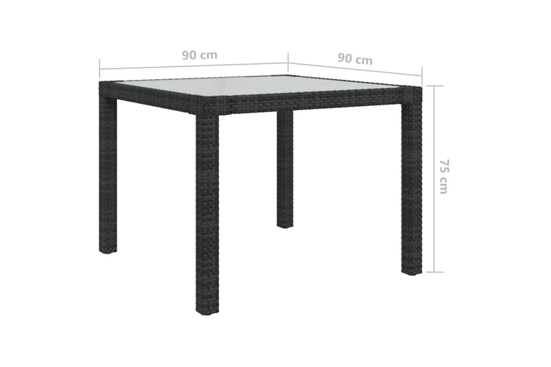Utebord 90x90x75 cm Härdat glas och konstrotting svart - Svart - Utemöbler - Utebord & trädgårdsbord - Matbord utomhus