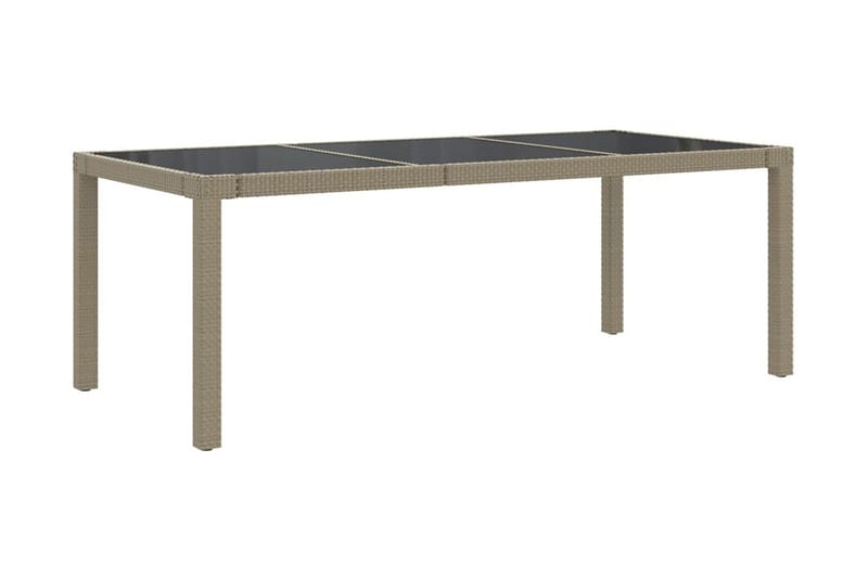 Utebord beige 190x90x75 cm härdat glas och konstrotting - Beige - Utemöbler - Utebord & trädgårdsbord - Matbord utomhus