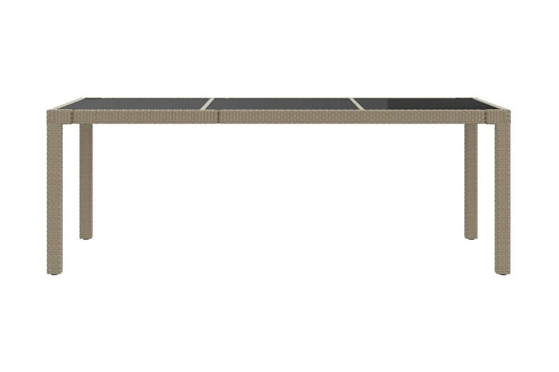 Utebord beige 190x90x75 cm härdat glas och konstrotting - Beige - Utemöbler - Utebord & trädgårdsbord - Matbord utomhus