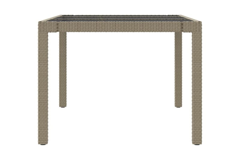 Utebord beige 190x90x75 cm härdat glas och konstrotting - Beige - Utemöbler - Utebord & trädgårdsbord - Matbord utomhus