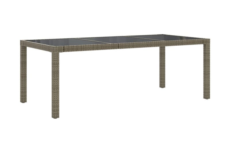 Utebord grå 190x90x75 cm härdat glas och konstrotting - Grå - Utemöbler - Utebord & trädgårdsbord - Matbord utomhus